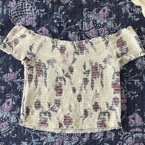 Off the shoulder floral crop top